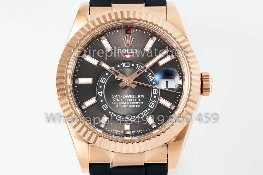 Rolex Oyster Perpetual Sky-Dweller M336239 Quadrante Grigio Oro Rosa 1:1 Miglior Clone ZF Factory 190 grammi