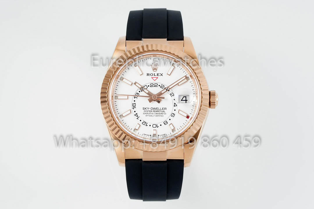 Rolex Oyster Perpetual Sky-Dweller M336239 White Dial Rose Gold 1:1 Best Clone ZF Factory 190 gram