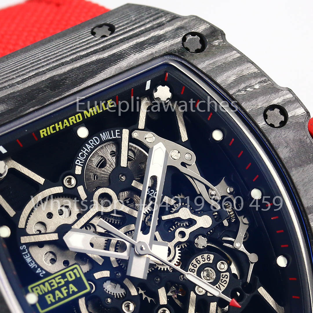 Richard Mille RM35-01 NTPT Carbon 1:1 Best Clone BBR Factory V2 Red Velcro Strap