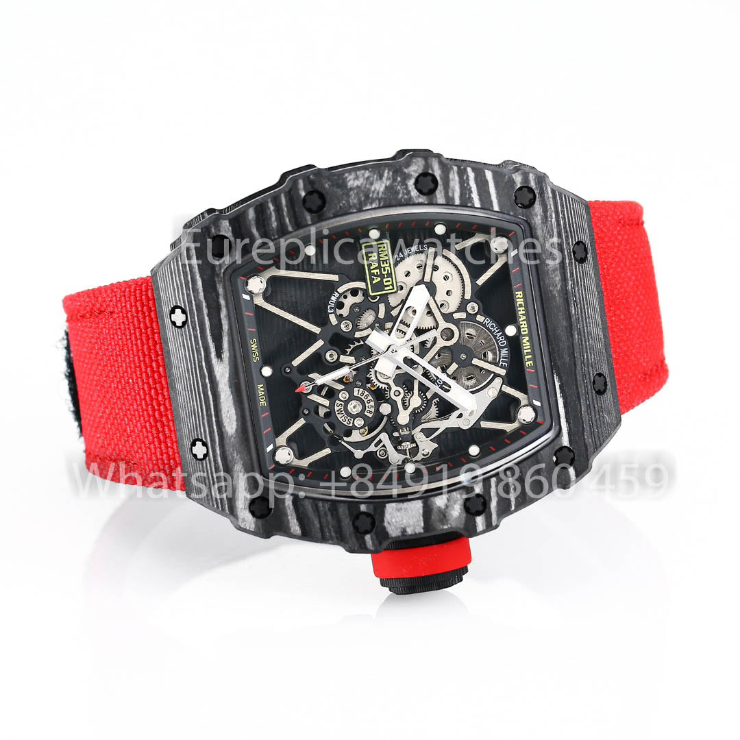 Richard Mille RM35-01 NTPT Carbon 1:1 Best Clone BBR Factory V2 Red Velcro Strap