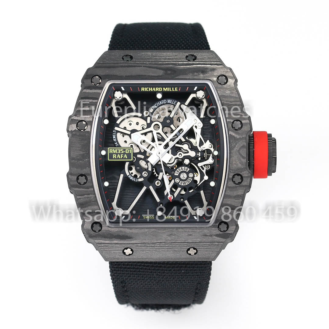 Richard Mille RM35-01 NTPT Carbon 1:1 Best Clone BBR Factory V2 Black Velcro Strap