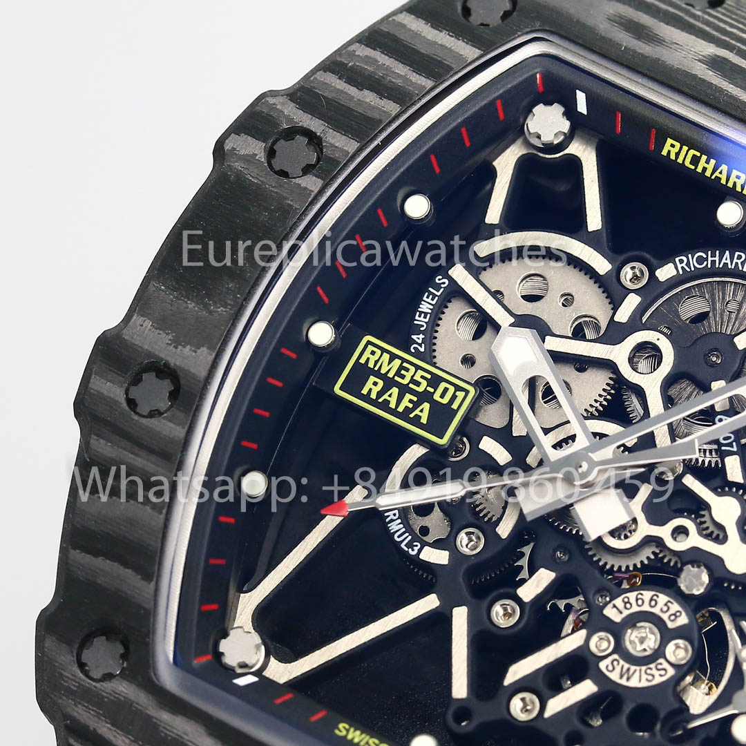 Richard Mille RM35-01 NTPT Carbon 1:1 Best Clone BBR Factory V2 Black Velcro Strap