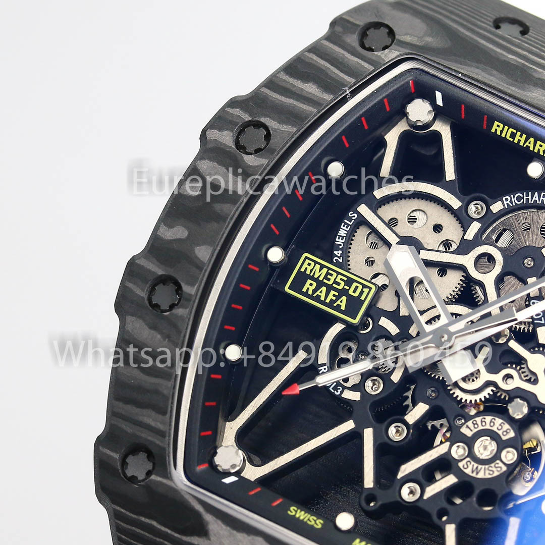 Richard Mille RM35-01 NTPT Carbon 1:1 Best Clone BBR Factory V2 White Rubber Strap