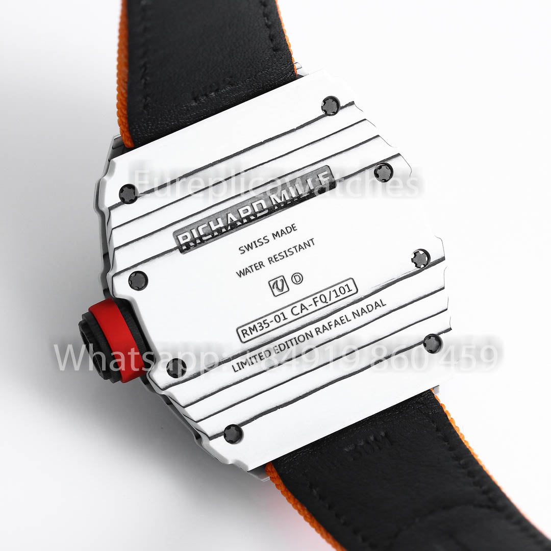 Richard Mille RM35-01 White Carbon 1:1 Best Clone BBR Factory V2 Yellow Velcro Strap