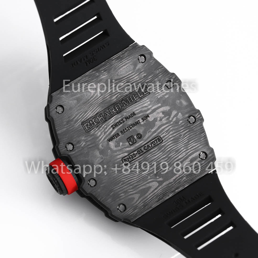 Richard Mille RM35-01 NTPT Carbon Case 1:1 Best Clone BBR Factory V2 Black Rubber Strap