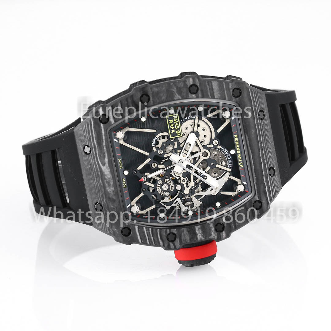 Richard Mille RM35-01 NTPT Carbon Case 1:1 Best Clone BBR Factory V2 Black Rubber Strap