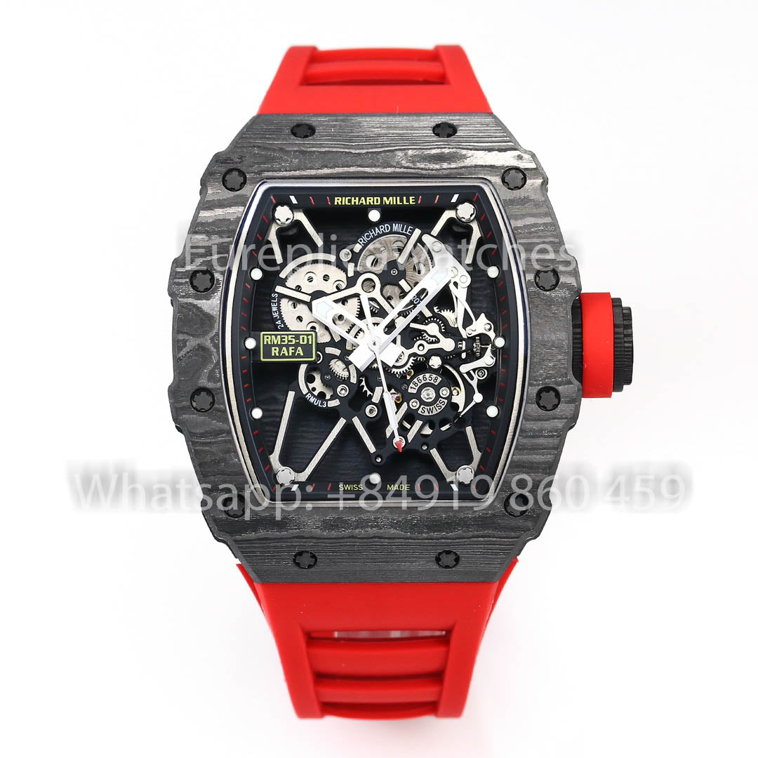 Richard Mille RM35-01 NTPT Carbon 1:1 Best Clone BBR Factory V2 Red Rubber Strap