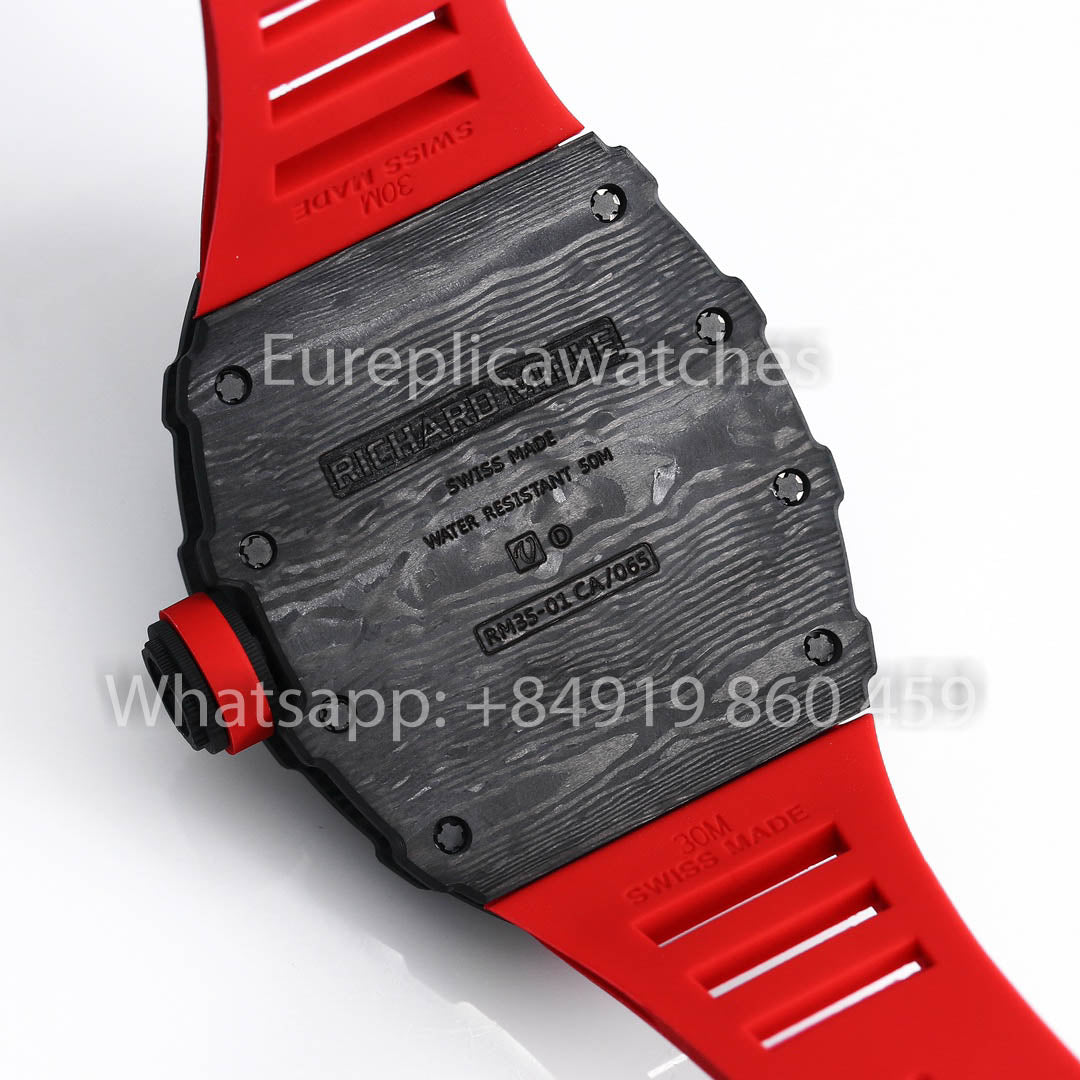 Richard Mille RM35-01 NTPT Carbon 1:1 Best Clone BBR Factory V2 Red Rubber Strap