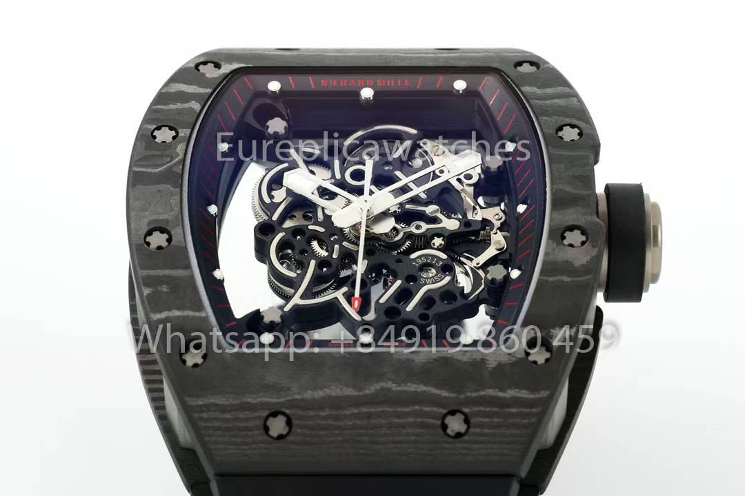 RICHARD MILLE  RM055  Carbon Fiber Case 1:1 Best Clone APS Factory Black Rubber Strap