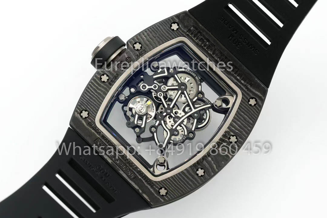 RICHARD MILLE  RM055  Carbon Fiber Case 1:1 Best Clone APS Factory Black Rubber Strap