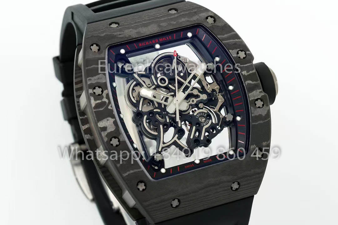 RICHARD MILLE  RM055  Carbon Fiber Case 1:1 Best Clone APS Factory Black Rubber Strap