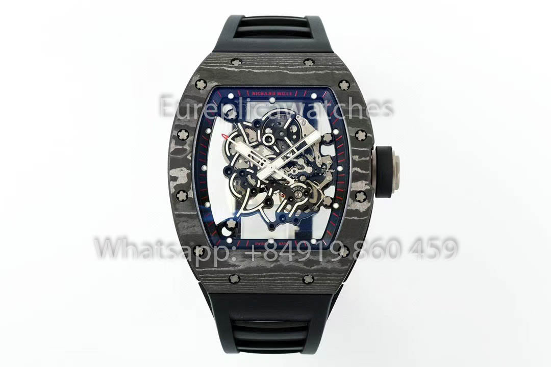 RICHARD MILLE  RM055  Carbon Fiber Case 1:1 Best Clone APS Factory Black Rubber Strap