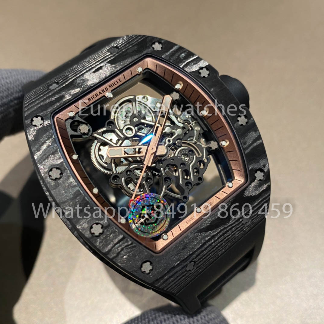 RICHARD MILLE RM055 Caja de fibra de carbono 1:1 Mejor clon APS Factory Esfera de bronce