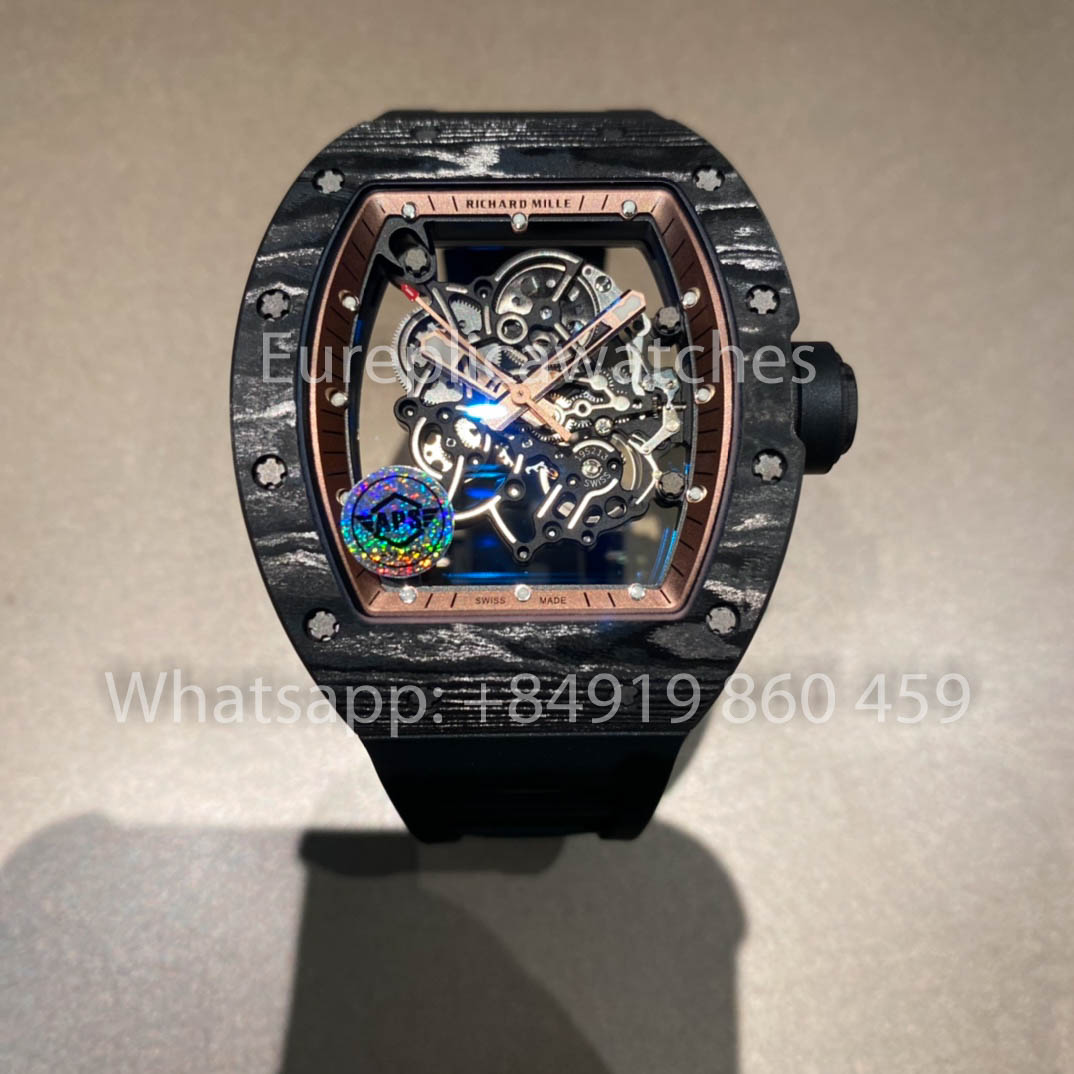 RICHARD MILLE RM055 Caja de fibra de carbono 1:1 Mejor clon APS Factory Esfera de bronce