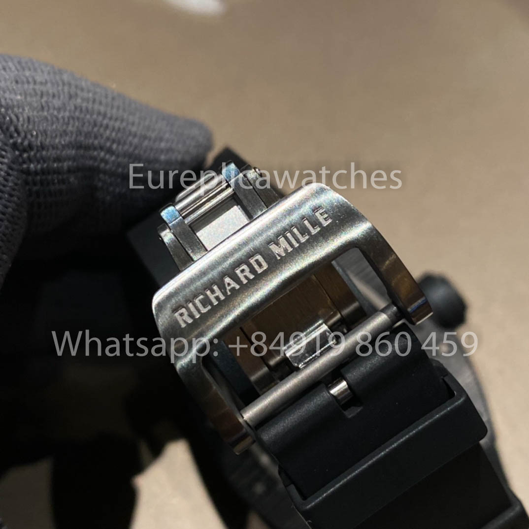 RICHARD MILLE RM055 Cassa in fibra di carbonio 1:1 Miglior clone APS Factory Quadrante bianco Corona nera