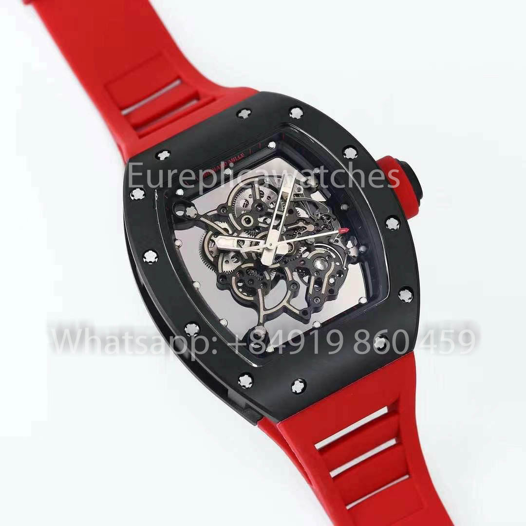 RICHARD MILLE RM055 Cassa in ceramica 1:1 Miglior clone APS Factory Cinturino rosso