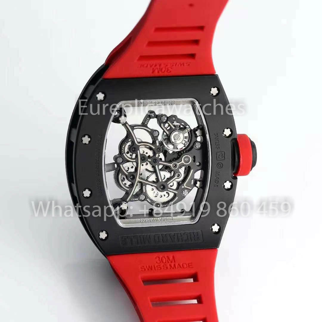 RICHARD MILLE RM055 Cassa in ceramica 1:1 Miglior clone APS Factory Cinturino rosso