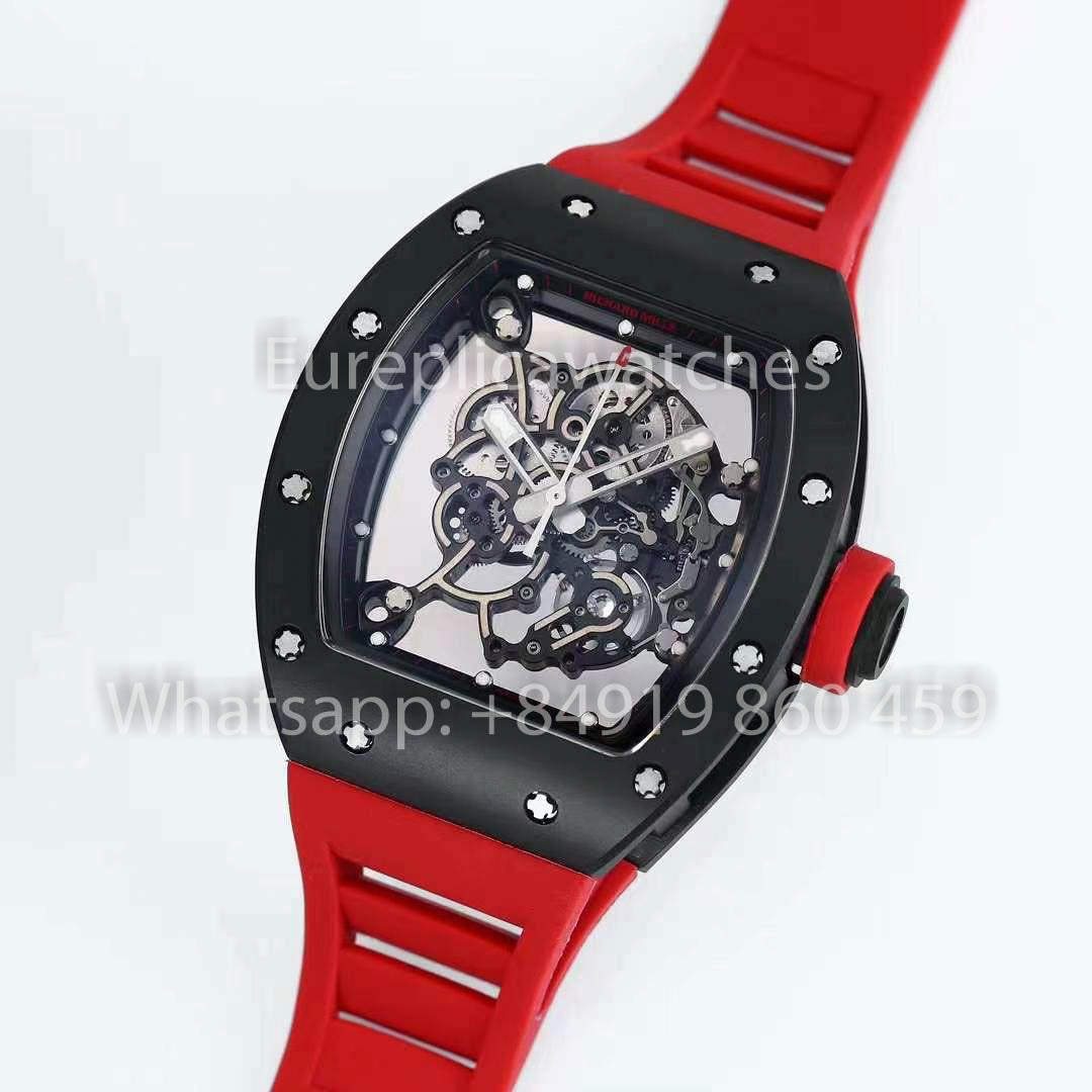 RICHARD MILLE RM055 Cassa in ceramica 1:1 Miglior clone APS Factory Cinturino rosso