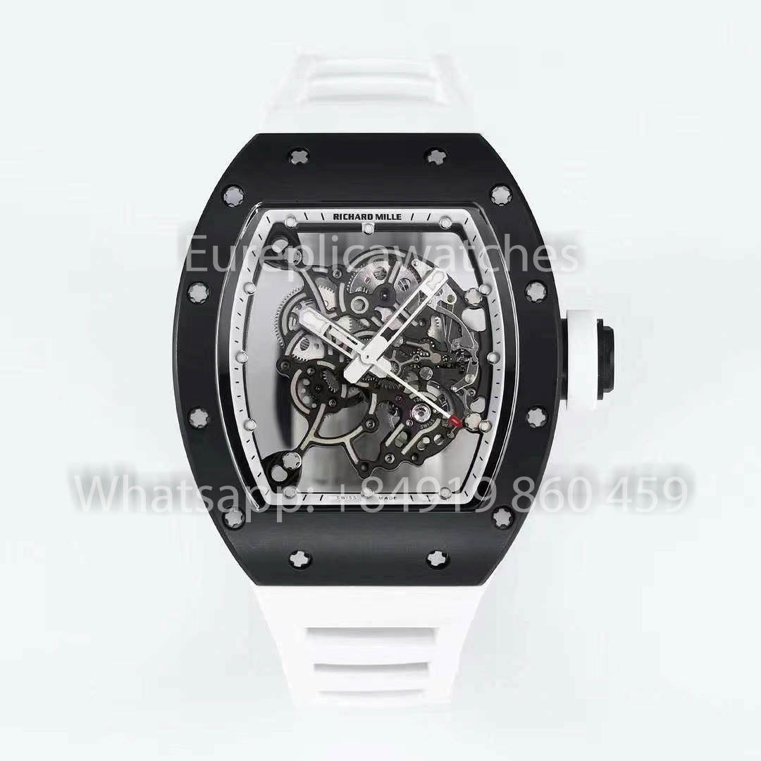 RICHARD MILLE RM055 Cassa in ceramica 1:1 Miglior clone APS Factory Cinturino bianco