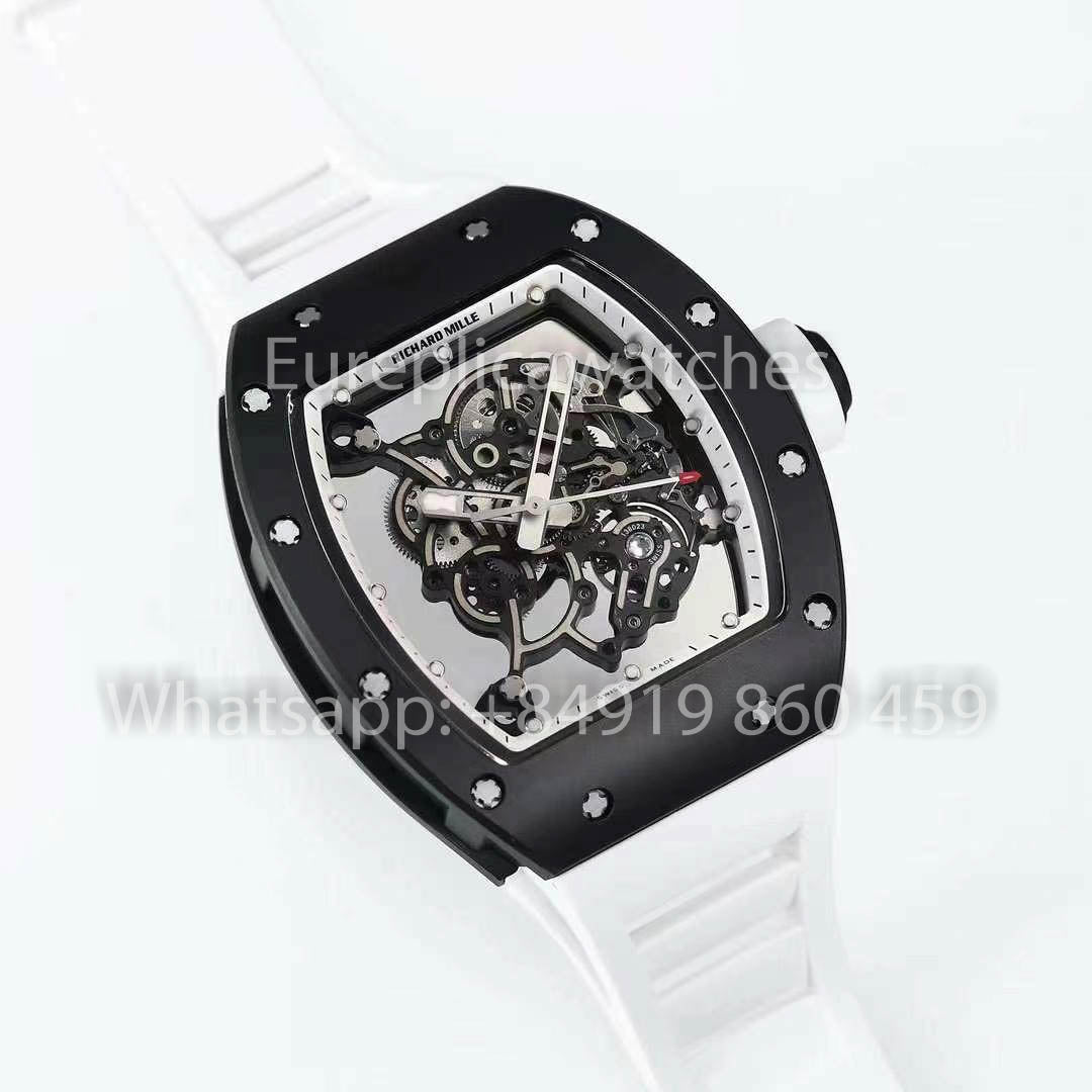 RICHARD MILLE RM055 Cassa in ceramica 1:1 Miglior clone APS Factory Cinturino bianco