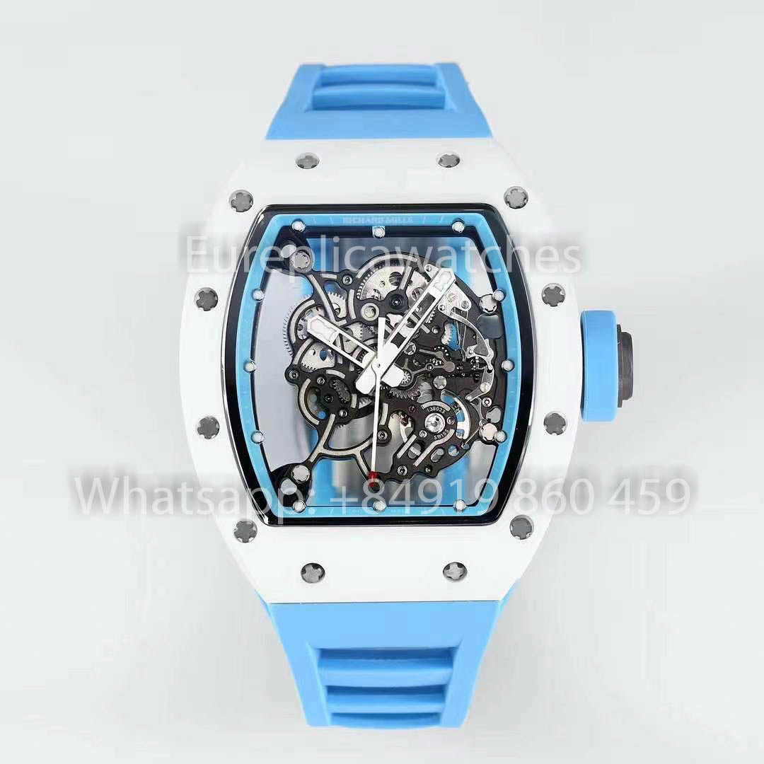 RICHARD MILLE RM055 White Ceramic Case 1:1 Best Clone APS Factory Blue Dial