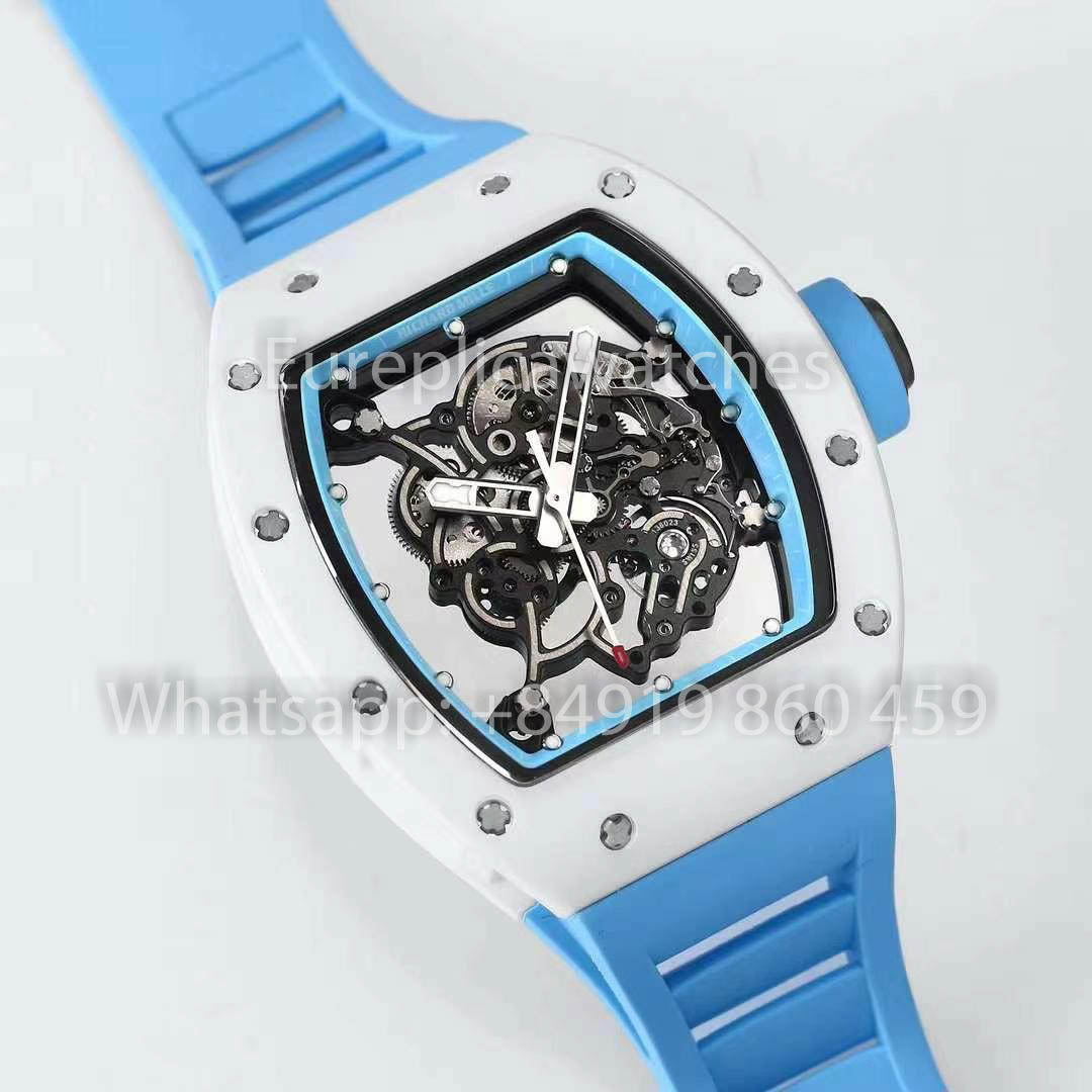 RICHARD MILLE RM055 White Ceramic Case 1:1 Best Clone APS Factory Blue Dial