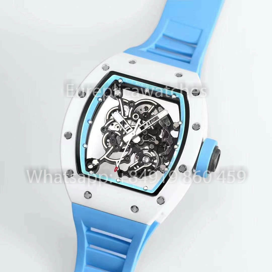 RICHARD MILLE RM055 White Ceramic Case 1:1 Best Clone APS Factory Blue Dial