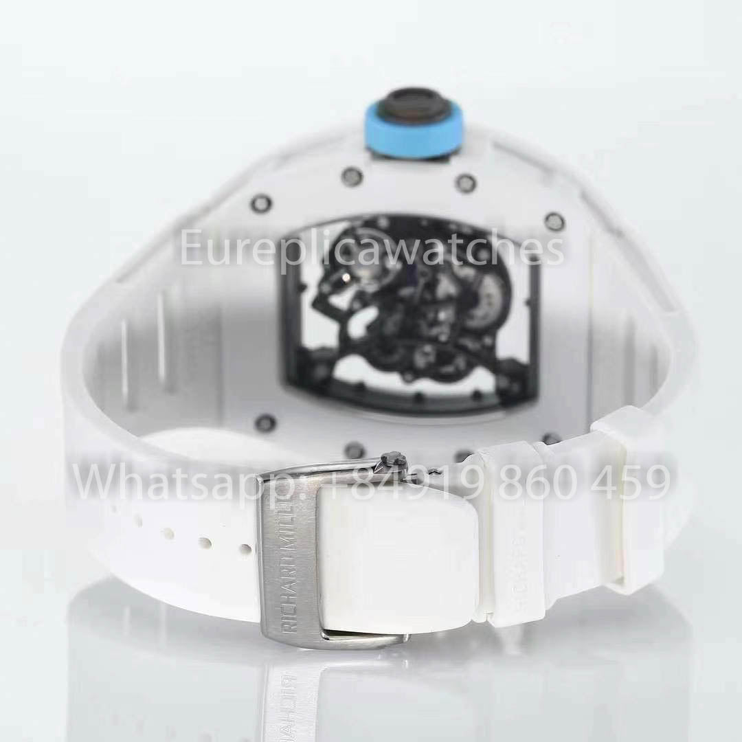 RICHARD MILLE RM055 White Ceramic Case 1:1 Best Clone APS Factory Blue Dial White Strap