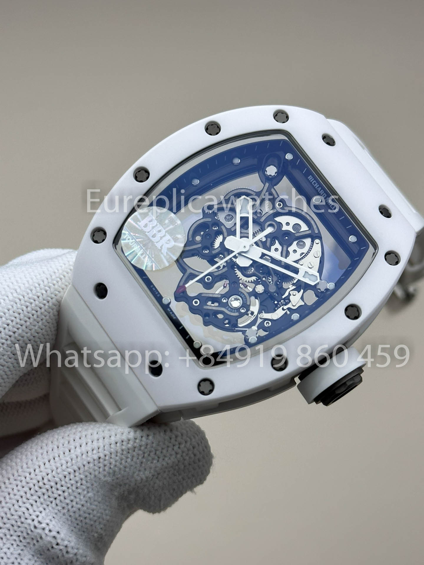 RICHARD MILLE RM055 White Ceramic Case 1:1 Best Clone APS Factory White Strap