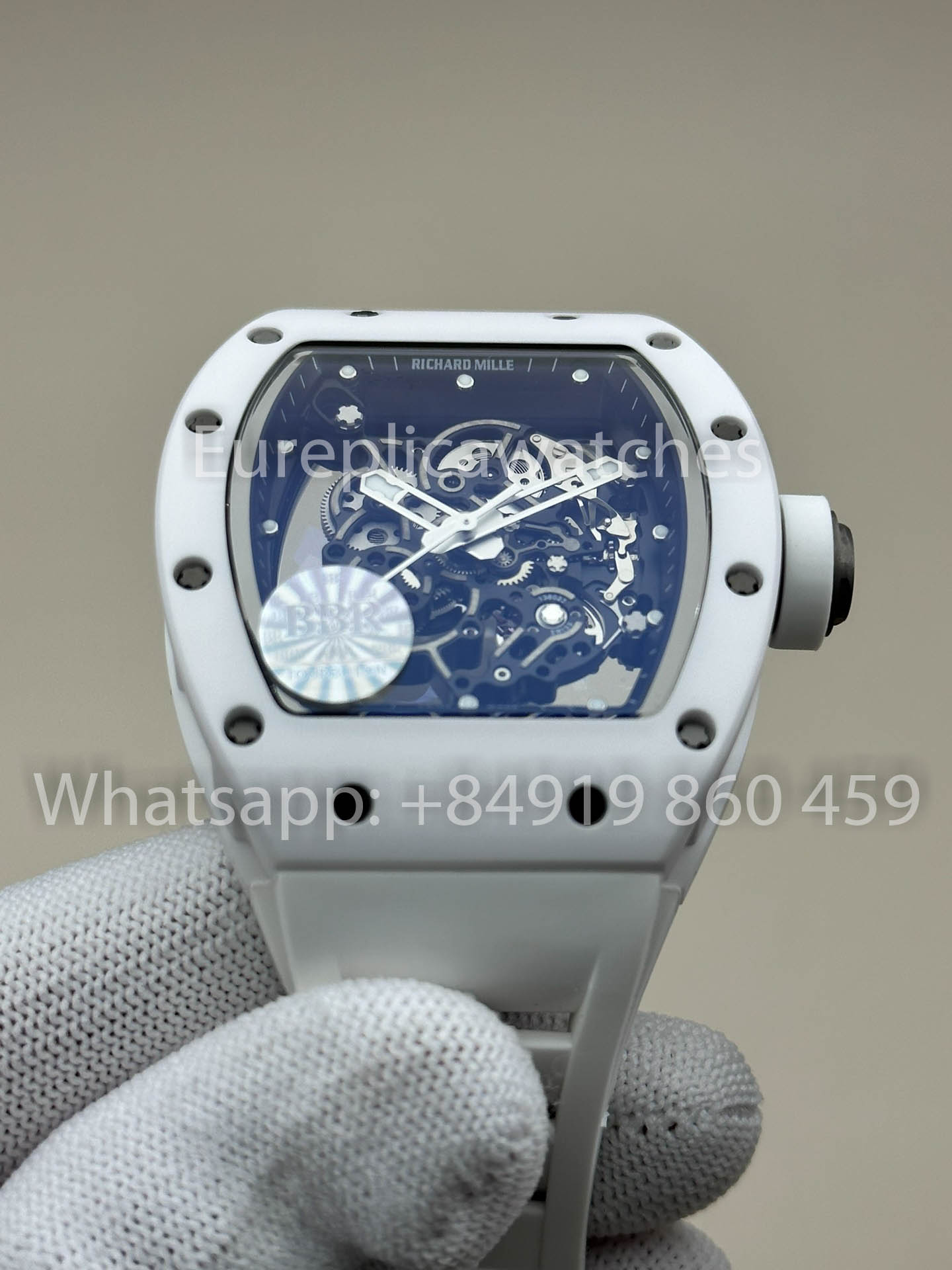 RICHARD MILLE RM055 White Ceramic Case 1:1 Best Clone APS Factory White Strap