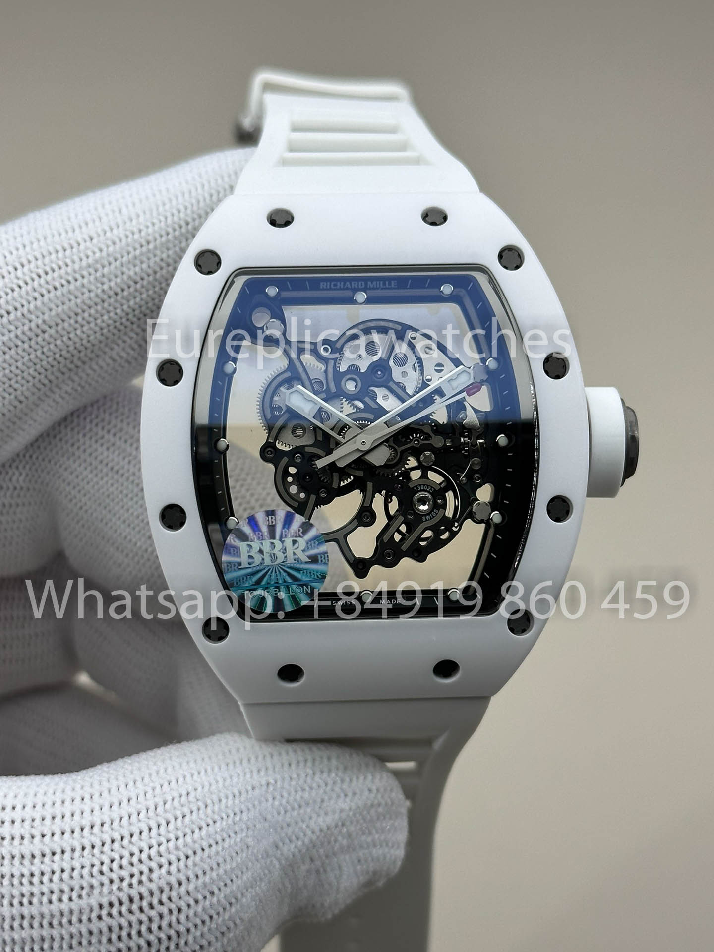 RICHARD MILLE RM055 Cassa in ceramica bianca 1:1 Miglior clone APS Factory Cinturino bianco