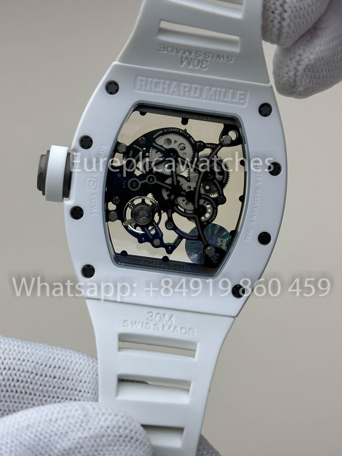 RICHARD MILLE RM055 Cassa in ceramica bianca 1:1 Miglior clone APS Factory Cinturino bianco