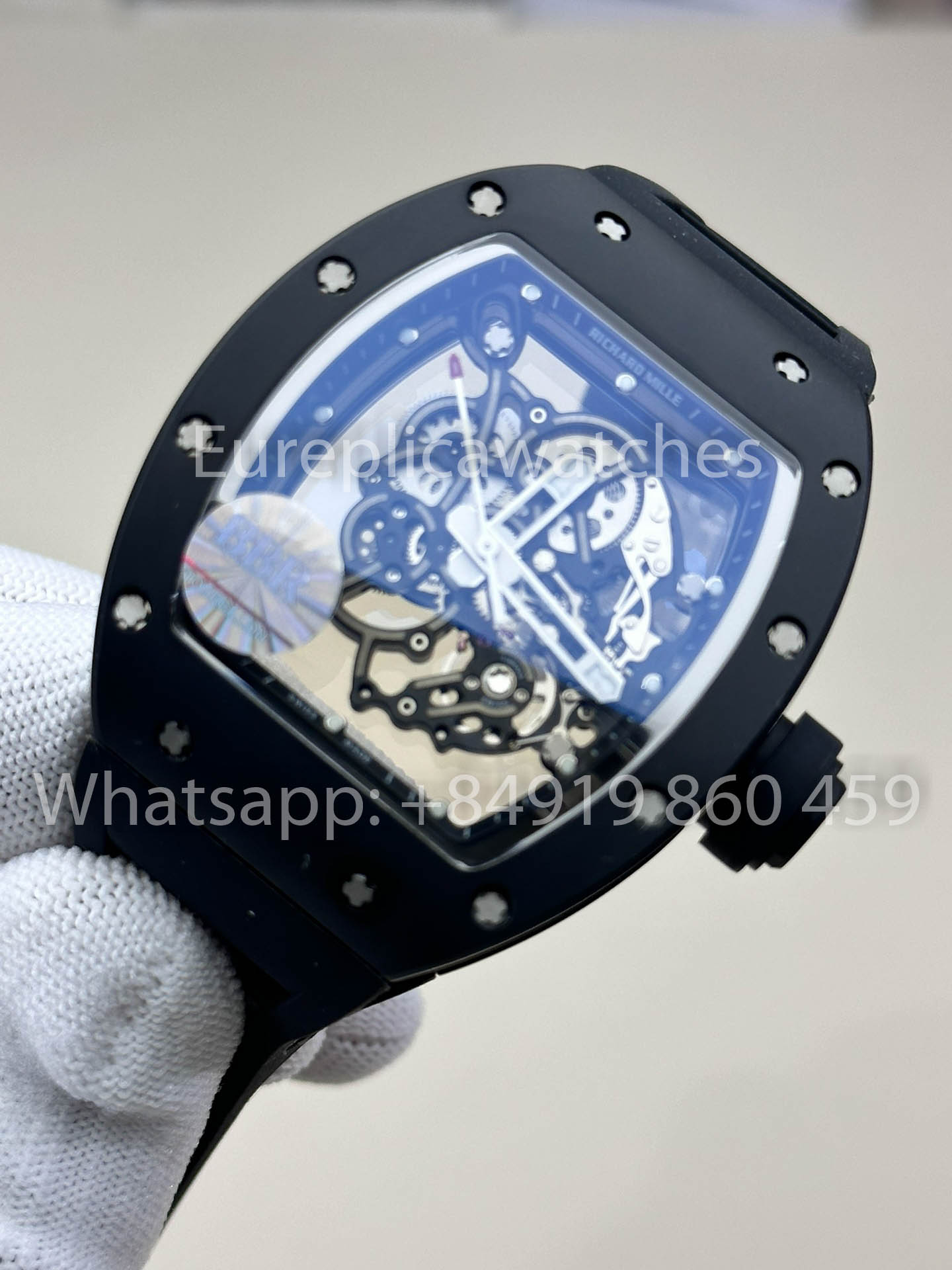 RICHARD MILLE RM055 Cassa in ceramica nera 1:1 Miglior clone APS Factory Cinturino nero