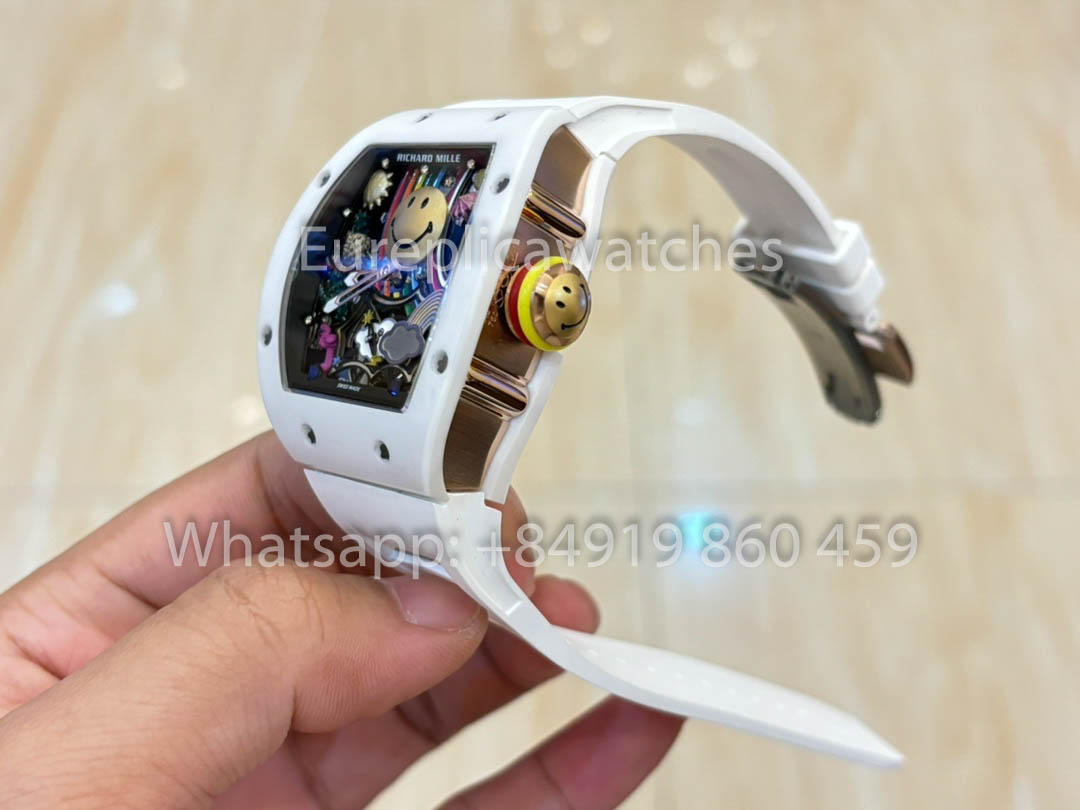 Richard Mille RM88 Smiley V2 Ceramic Case 1:1 Best Clone White Rubber Strap