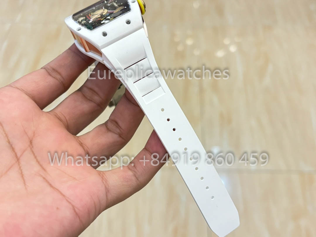 Richard Mille RM88 Smiley V2 Ceramic Case 1:1 Best Clone White Rubber Strap