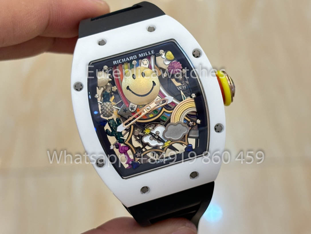 Richard Mille RM88 Smiley V2 Ceramic Case 1:1 Best Clone Black Rubber Strap