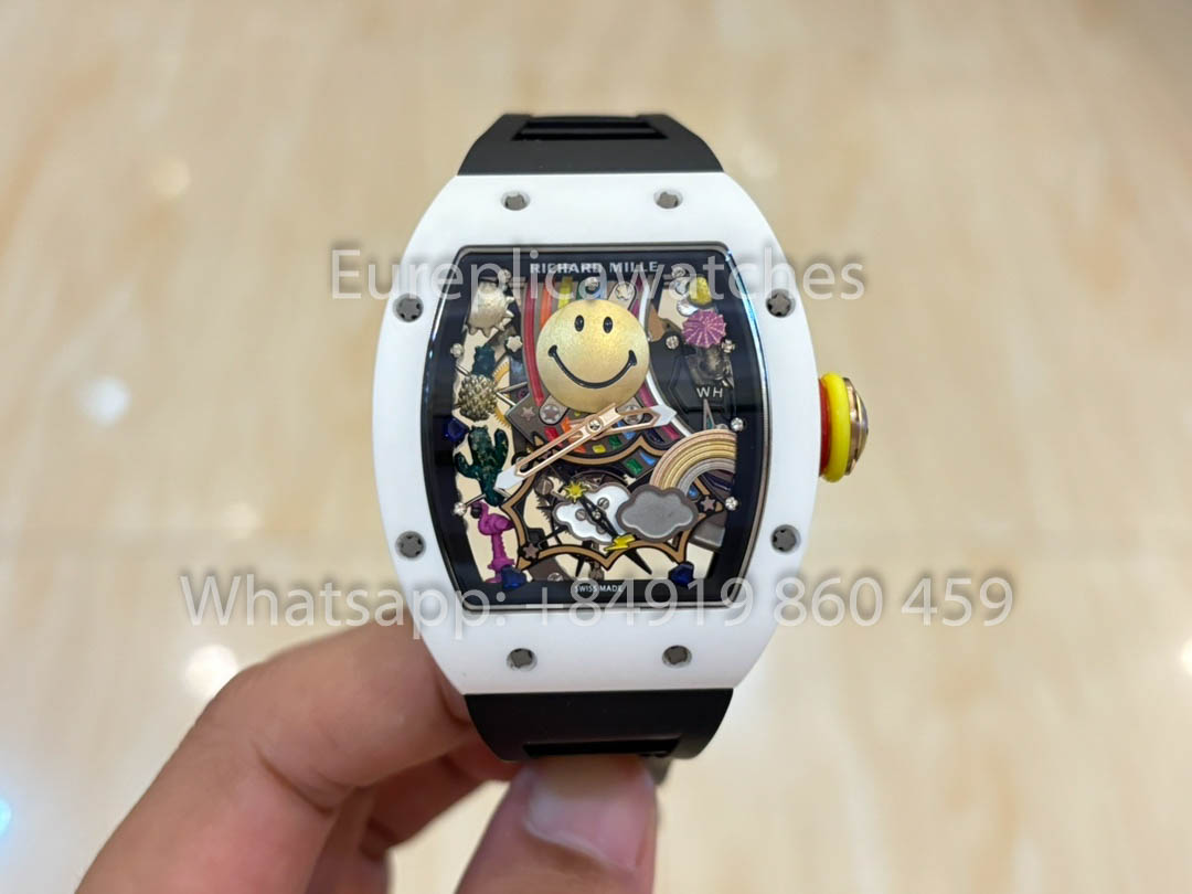 Richard Mille RM88 Smiley V2 Ceramic Case 1:1 Best Clone Black Rubber Strap