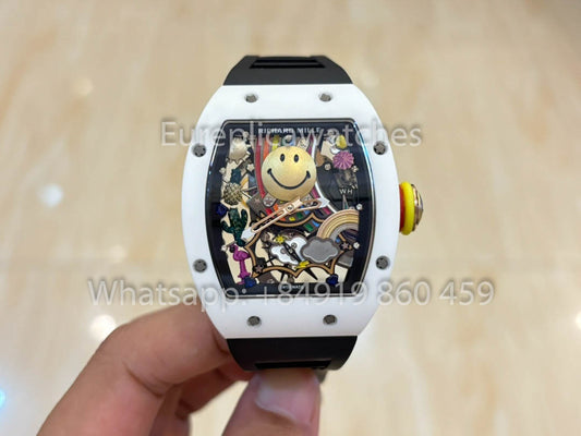 Richard Mille RM88 Smiley V2 Cassa in ceramica 1:1 Miglior clone Cinturino in gomma nera