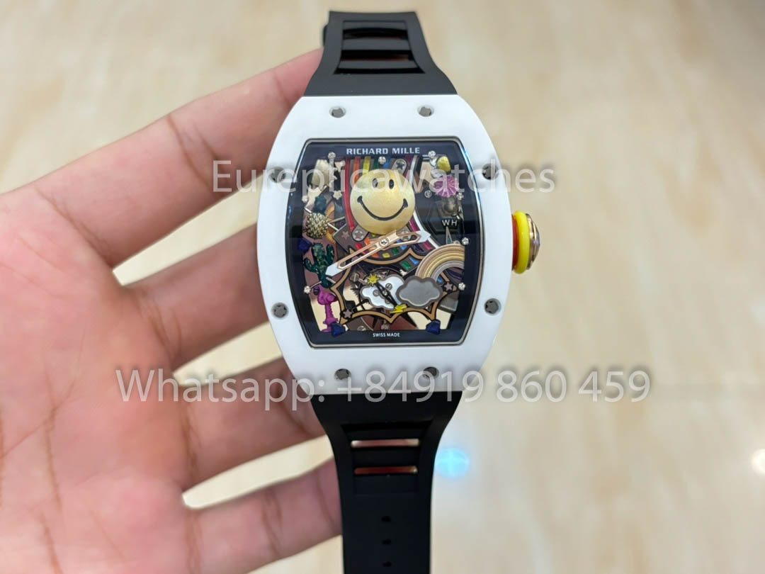 Richard Mille RM88 Smiley V2 Ceramic Case 1:1 Best Clone Black Rubber Strap