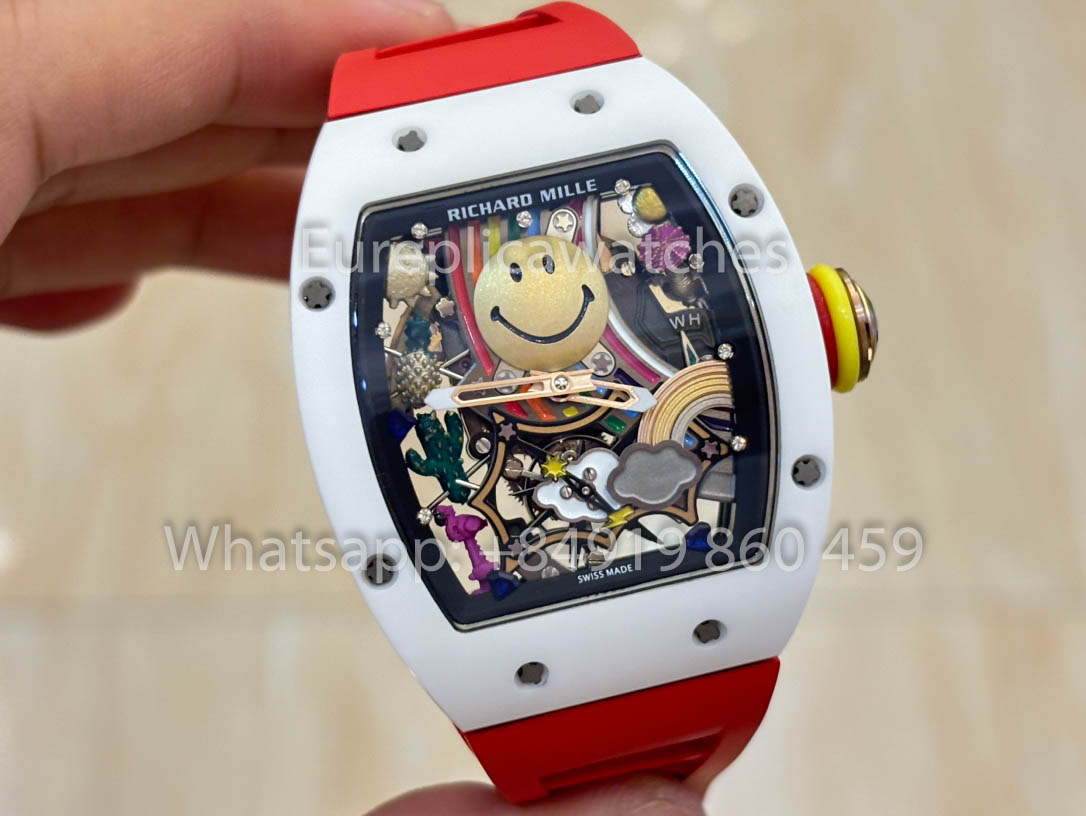 Richard Mille RM88 Smiley V2 Cassa in ceramica 1:1 Miglior clone Cinturino in gomma rossa