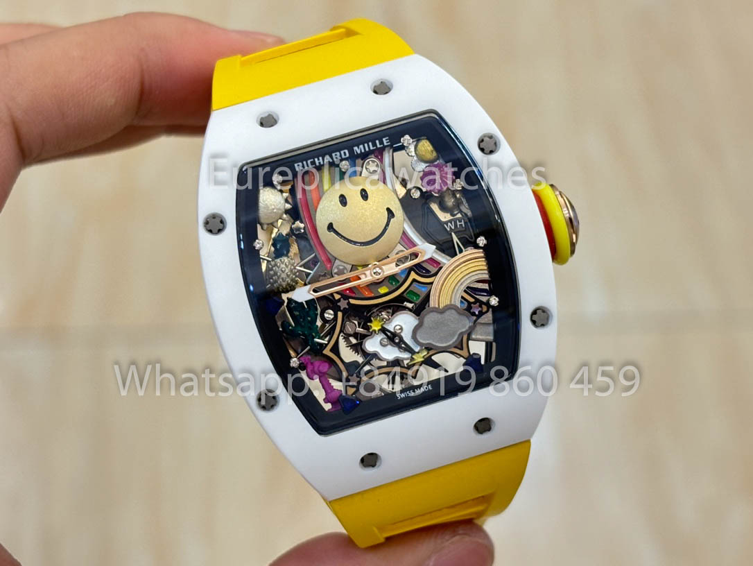 Richard Mille RM88 Smiley V2 Caja de cerámica 1:1 Mejor clon Correa de caucho amarilla