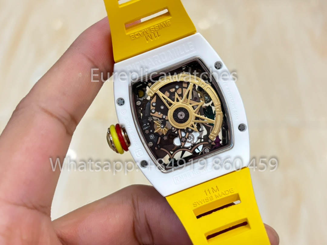 Richard Mille RM88 Smiley V2 Ceramic Case 1:1 Best Clone Yellow Rubber Strap