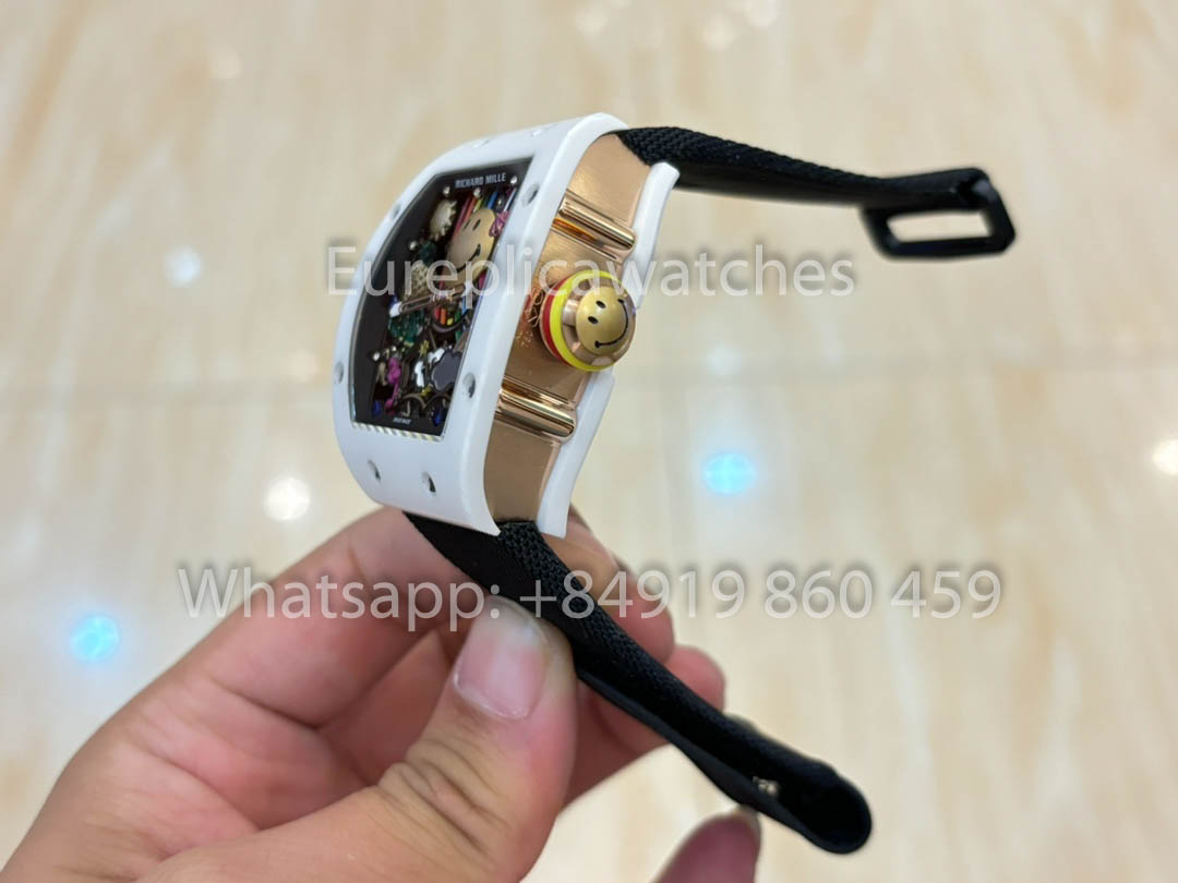 Richard Mille RM88 Smiley V2 Ceramic Case 1:1 Best Clone Black Velcro Strap