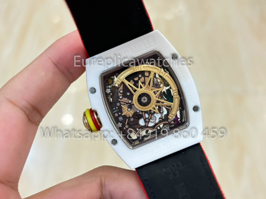 Richard Mille RM88 Smiley V2 Cassa in ceramica 1:1 Miglior clone Cinturino in velcro rosso