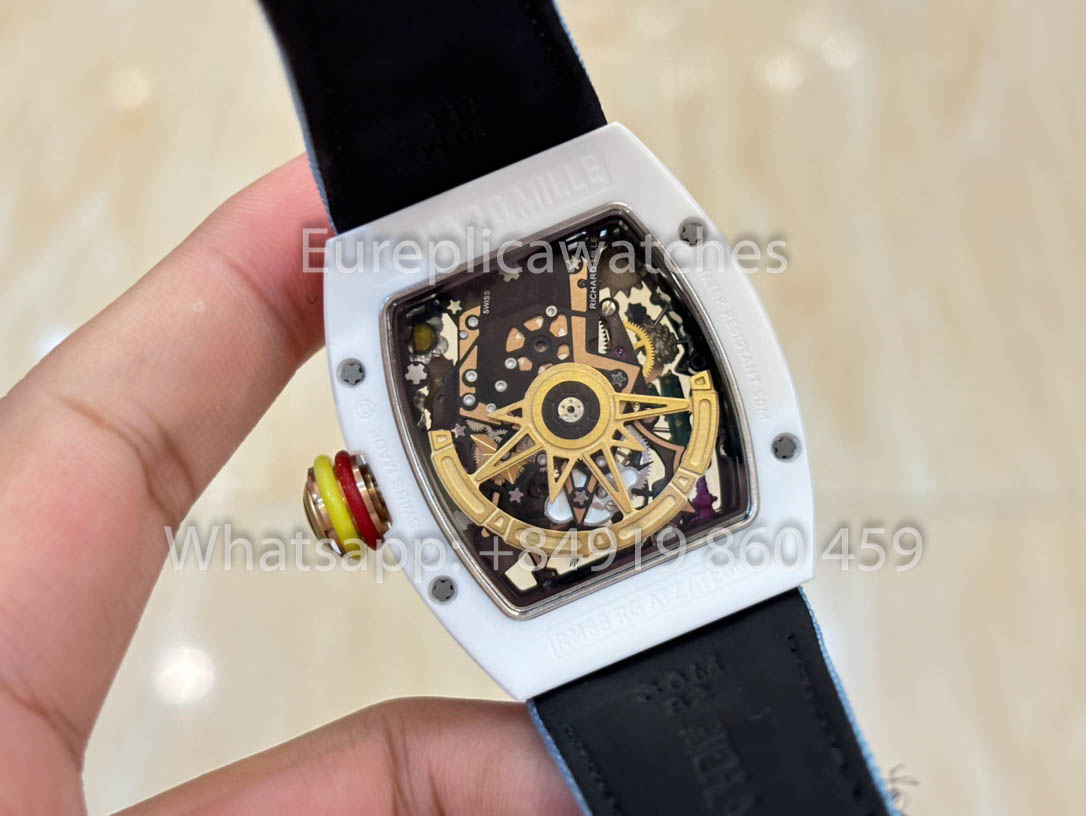 Richard Mille RM88 Smiley V2 Cassa in ceramica 1:1 Miglior clone Cinturino in velcro blu