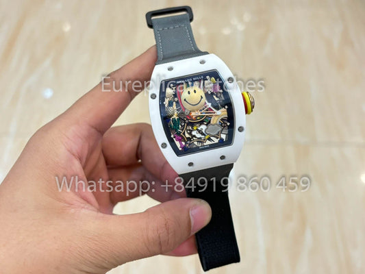 Richard Mille RM88 Smiley V2 Ceramic Case 1:1 Best Clone Grey Velcro Strap