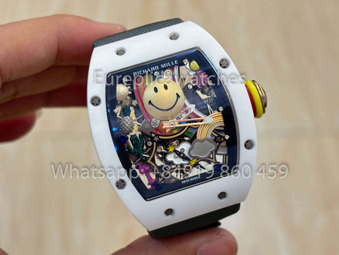 Richard Mille RM88 Smiley V2 Caja de cerámica 1:1 Mejor clon Correa de velcro gris