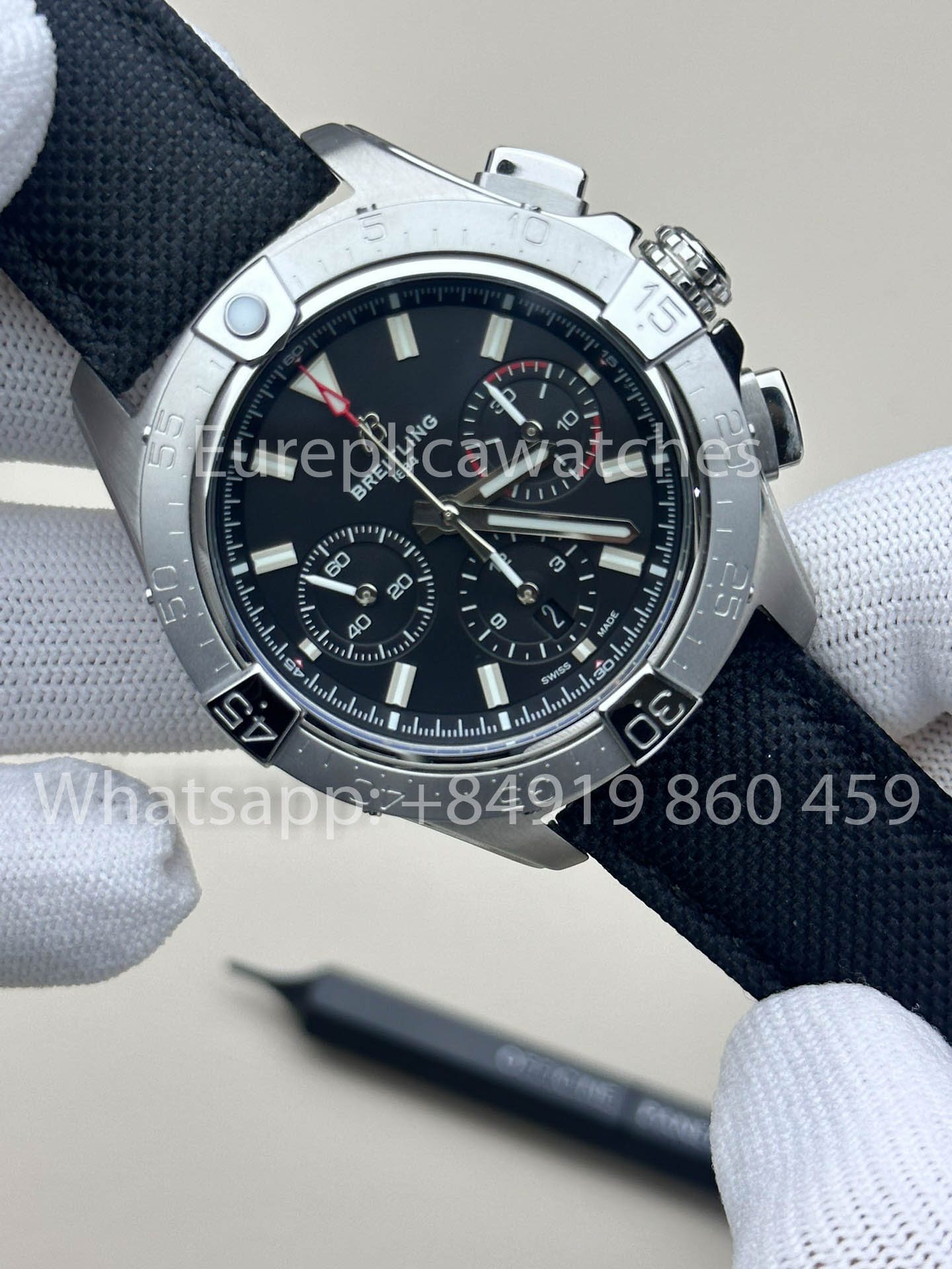 Avenger B01 Chronograph 44 Stainless steel - AB0147101B1A1 Black 1:1 Best Clone BLS Factory