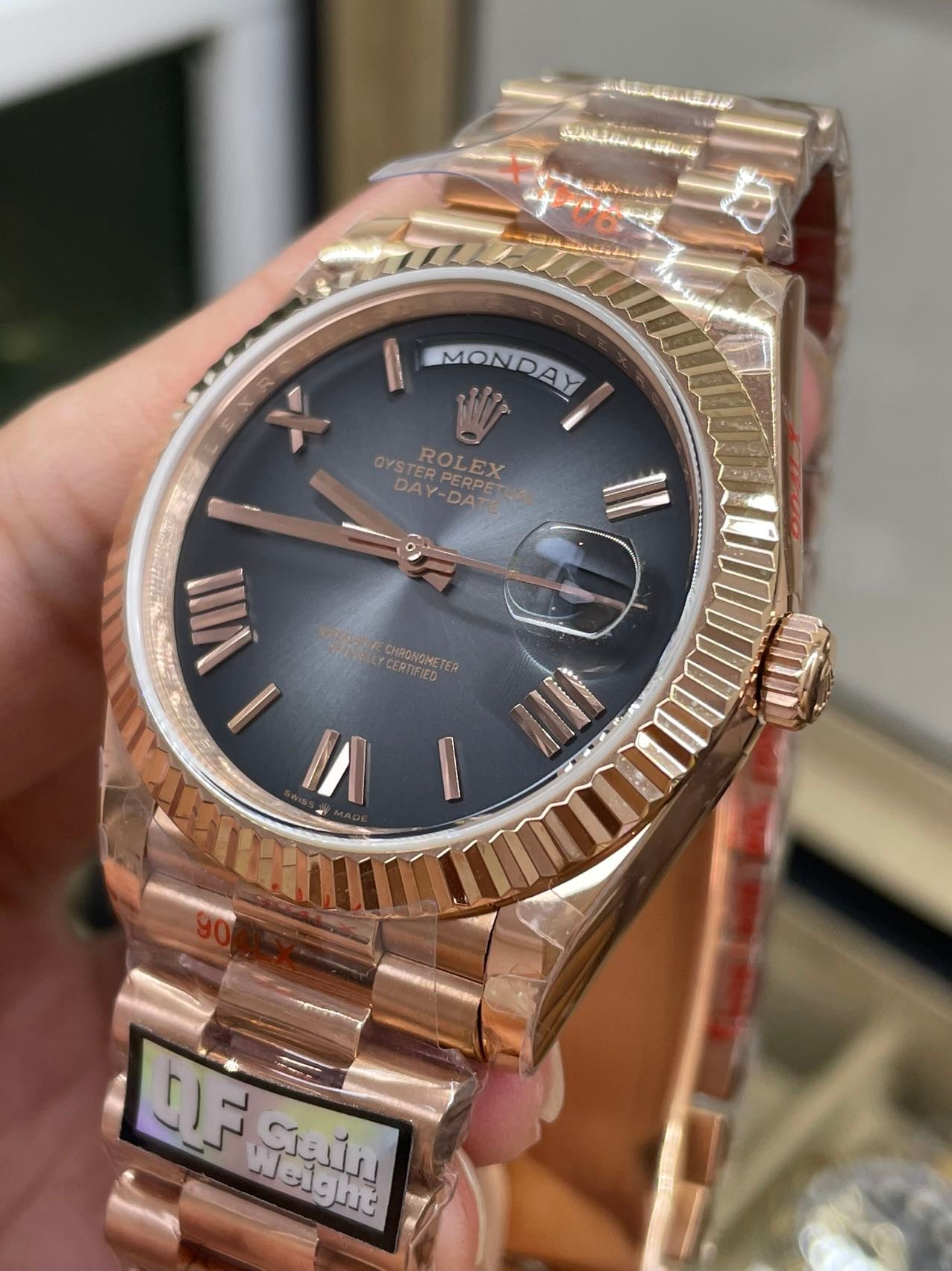 Rolex presenta el nuevo Day-Date de 40 mm con esfera de pizarra ahumada 2024 QF Factory 1:1 Best Edition 