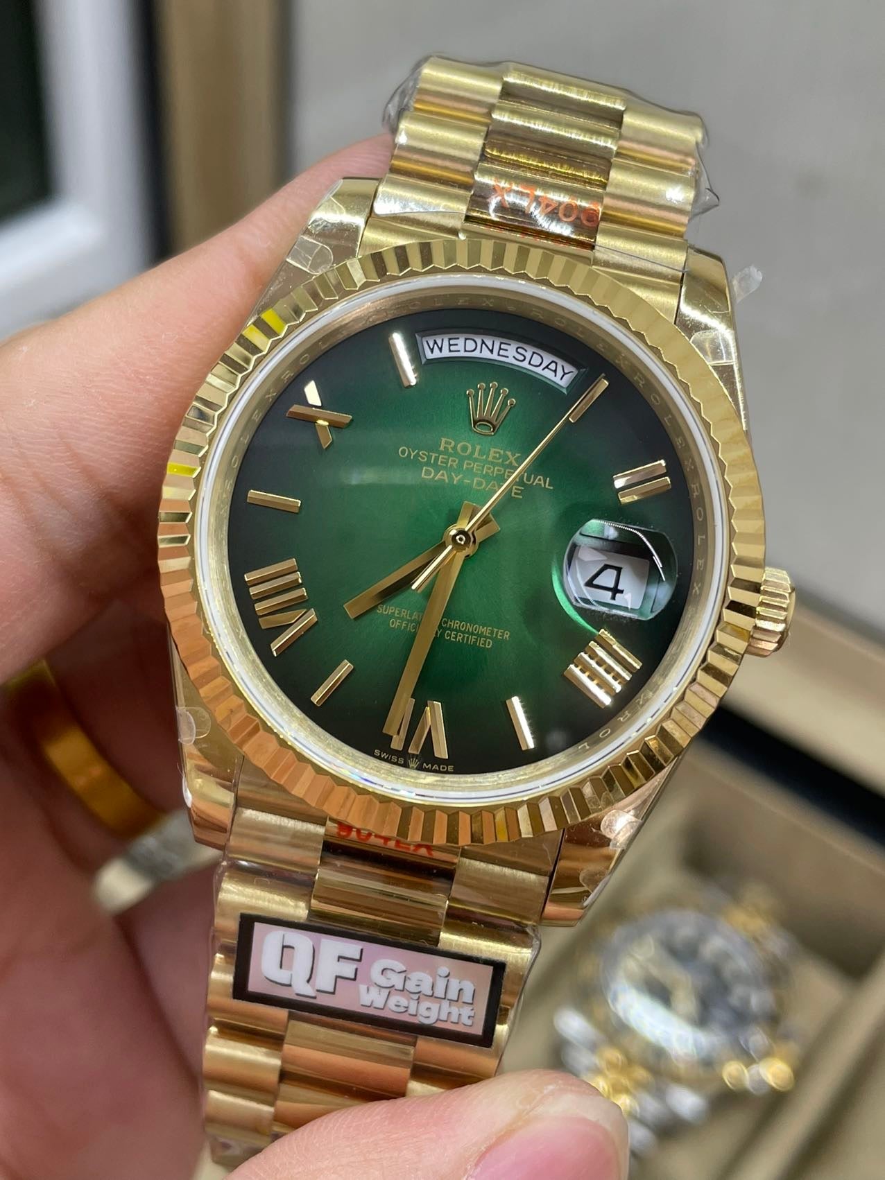 Rolex presenta il nuovo Day-Date 40mm con quadrante verde 2024 QF Factory 1:1 Best Edition 